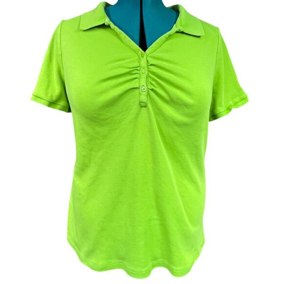 Lane Bryant Polo Style Top Plus Size 14/16 Green 100% Liquid Cotton - Picture 1 of 12